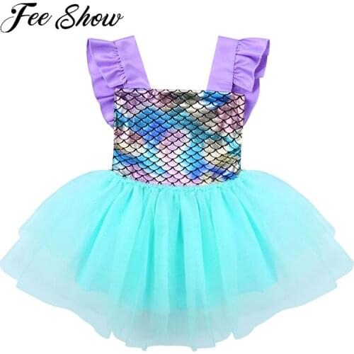 Light Purple Baby Girls Mermaid Themed Party Dress Sleeveless Glossy Fish Scales Backless Mesh Splice Tutu Dress Photoshoots