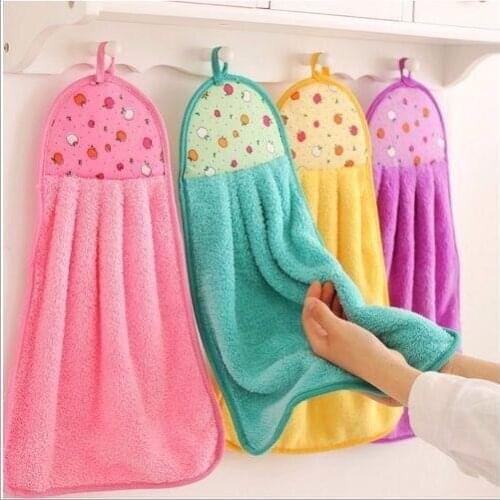 6 Color Coral Velvet Bathroom Supplies Soft Hand Towel Absorbent Cloth Dishcloths Hanging Cloth Kitchen Accessories 30*40cm
