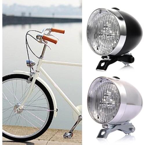 Retro Vintage Bicycle Bike 3 LED Front Light Headlight Vintage Flashlight Lamp Bike Headlight Safety Warning Bike Decoration