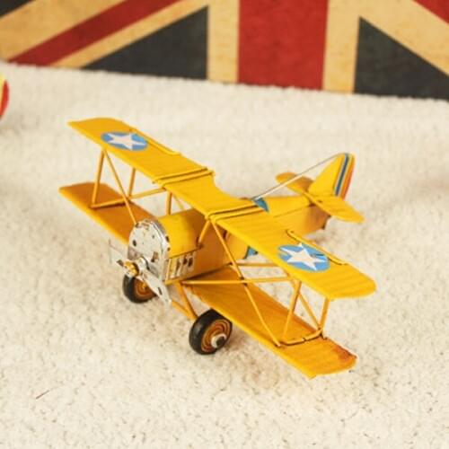 Vintage Tin Biplane Model Creative Home Decoration Zakka Groceries Photography