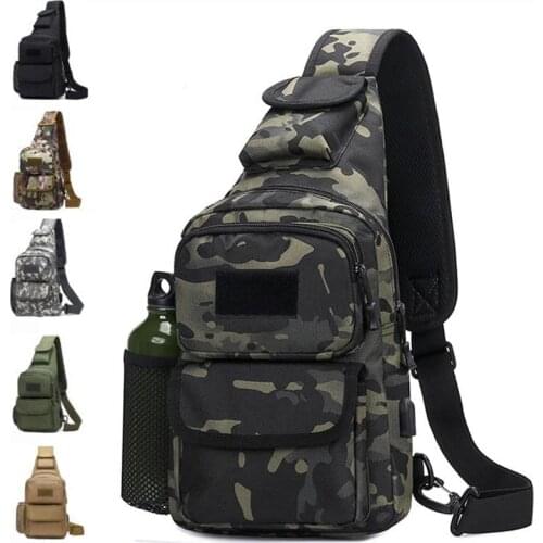 Military Shoulder Bag Army Tactical Bottle Pouch Backpack Outdoor Camping Trekking Hunting Fishing Crossbody Chest Pack Camo