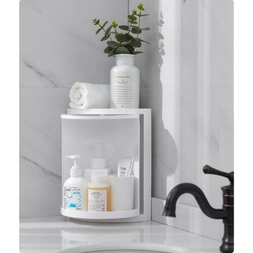 Rotatable bathroom shelf Plastic Triangle Storage Rack Wall-absorbing Cosmetic Storage Box Free Punching Bathroom Accessories