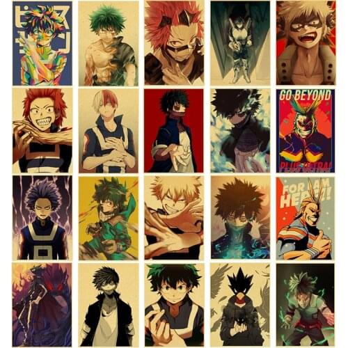 Japanese anime retro canvas painting my hero academy posters and prints cafe bar childrens room living room home wall decoration
