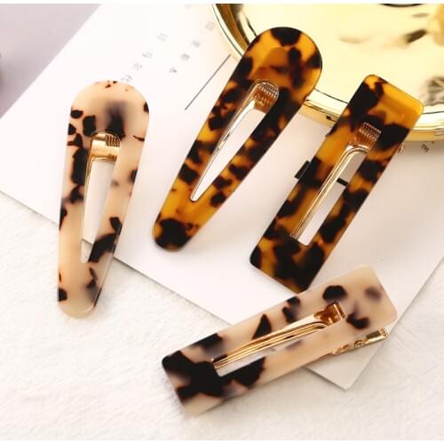 2019 New Leopard Rectangle Hollow Drop Acetate Hair Clip Women Girls Headwear Headband Hairpins Barrettes Hair Accessories