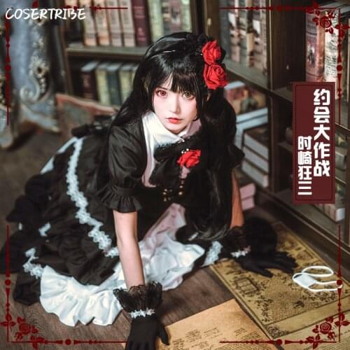 Anime DATE A LIVE Kurumi Tokisaki Lolita Dress Lovely Uniform Cosplay Costume Full Set For Women Halloween Free shipping 2019