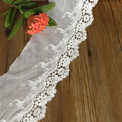 1yards/lot12cm White mesh Embroidery lace Ribbon Dress lace Needlework sewing lace fabric Sewing accessories lace trims