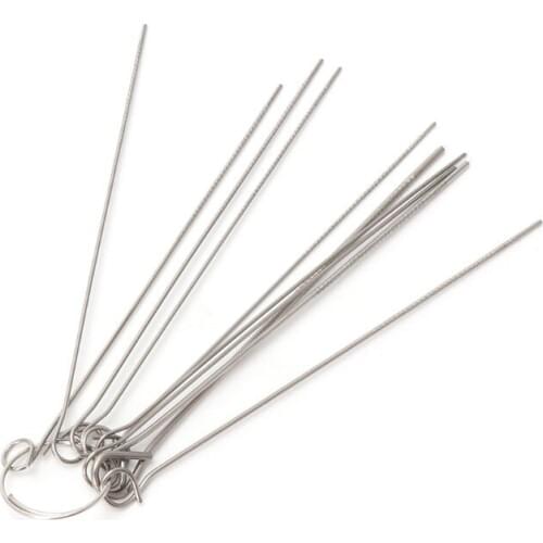 10pcs 0.6mm-1.3mm Guitar Nut Needle Files Nozzle Jet Gas Welding Tip Cleaner