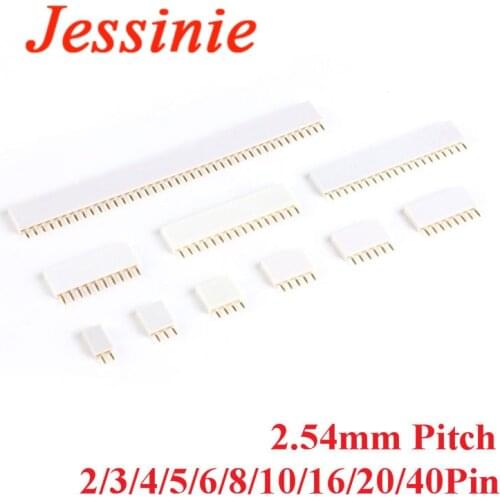 10pcs 2.54mm Pitch Single Row Female Pin Straight Female Header Connector Socket 1X2/3/4/5/6/8/10/16/20/40Pin PCB For Arduino
