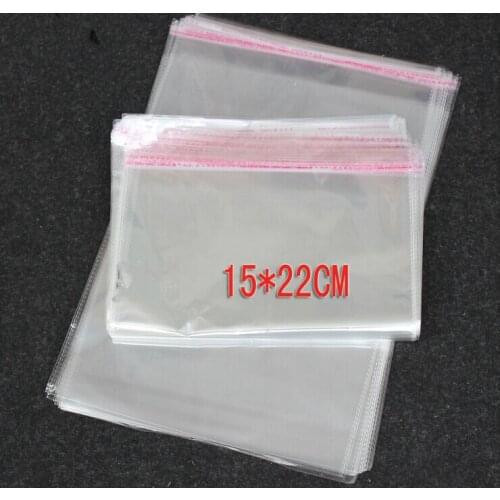 100PCS 15x22cm opp transparent clear self adhesive seal plastic bags for necklace/jewelry/gift/Headbands diy small packing bag