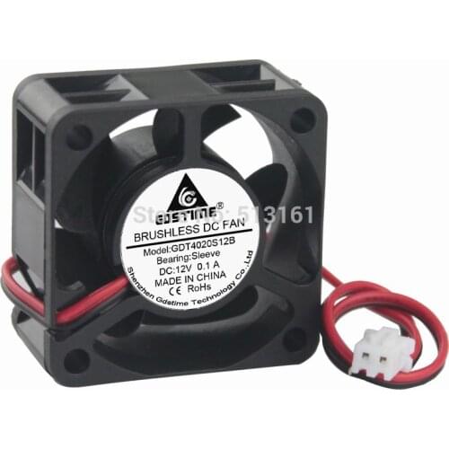 100PCS Gdstime DC 12V 2Pin 40mm 40*40*20mm 4020 Processor Cooling Cooler Fan