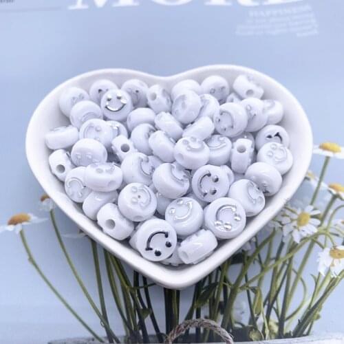 30pcs 10mm Simulation Smiley face Acrylic Clay Shape Spacer Beads For DIY Handmade Jewelry Craft Accessories#01