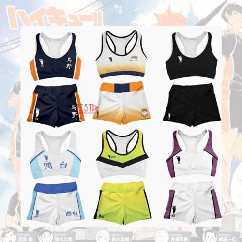 7 Styles Anime Haikyuu Karasuno High School Swimsuit Shoyo Hinata Tobio Kageyama Cosplay Costumes Swimming Shorts Sportswear