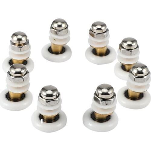8PCS 25mm Diameter Shower Glass Sliding Door Hanging Wheel Roller Bathroom Sliding Cabinet Eccentric Pulleys