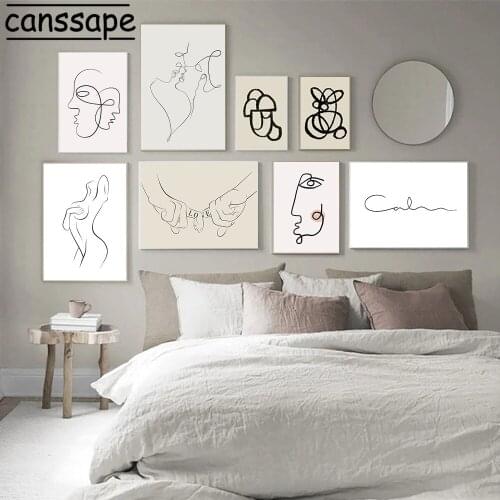 Abstract Wall Art Print Naked Girl Canvas Poster Line Face Paintings Minimalist Posters Nordic Wall Pictures Bedroom Home Decor
