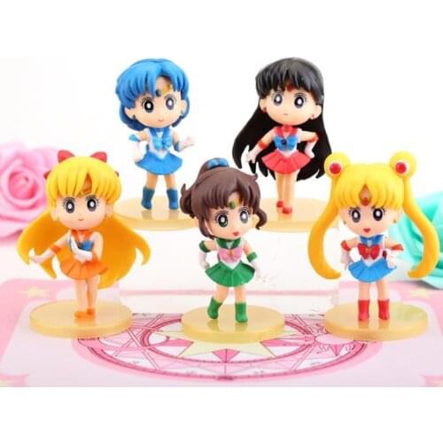 Pcs Bandai Q Posket 5 Sailor Moon Anime Action Figures Doll Pvc Model Puppets Peripherals Ornaments Cake Decoration Toys New