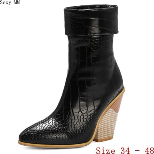 Spring Autumn High Heels Ankle Boots Women Short Boots Ladies Shoes botas botte femme Plus Size 34 - 40 41 42 43 44 45 46 47 48