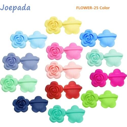 Joepada 10Pcs/lot Rose Flower Baby Teething Beads BPA Free for DIY Baby Teething Necklace Accessories Oral Care Toy Baby Teether