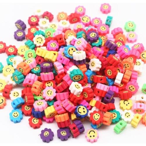 10g 28pcs 10mm Clay Spacer Beads Sunflower Shape Smile-Face Beads Polymer Clay Beads For Jewelry Making DIY Handmade Accessories