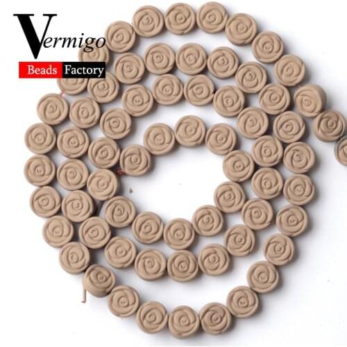 Natural Stone Beads Brown Flowers Nanotech Rubber Hematite Beads For Jewelry Making 6mm Spacer Beads Diy Bracelets Accessories