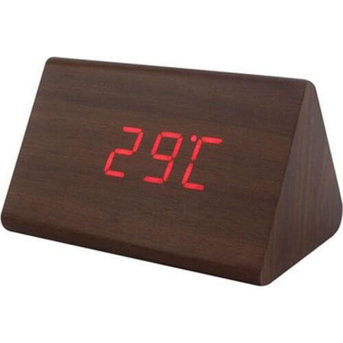 1 pc Wooden Wood Clock Modern Wood New Version Digital Electronic Desk Clock LED Display Time for Home Kids Bedroom Office