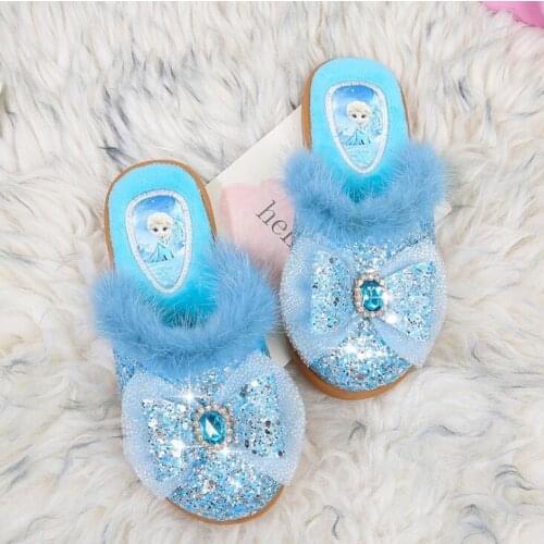 Childrens Cotton Slippers Home Shoes Princess Warm Children Winter Lovely Disney Shoes Little Girl Soft Bottom Home Shoes