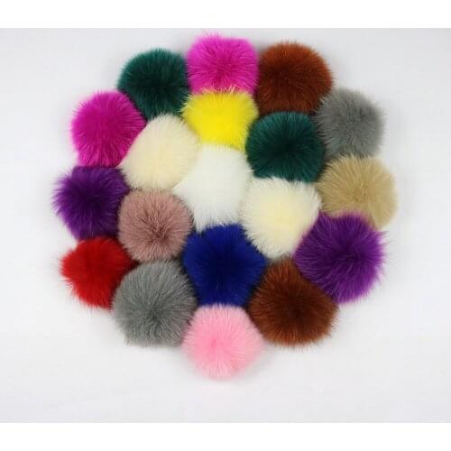 DIY 6CM Best Genuine Fox fur Pom pon Ball Fox fur Pom Poms Crafts Accessories for Cloth Shoes Hanging Pendent 25 pcs per lot