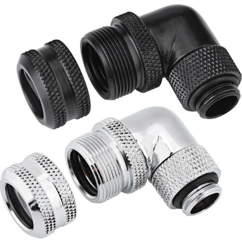 OD14mm Hard Tube Fittings PC Water Cooling Two-Touch Fitting G1/4 Thread 90 Degrees Elbow Connector for OD 14mm Hard Tube