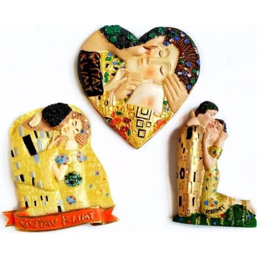 Hot Sale Austrian Painter Gustav Klimt Kiss 3D Fridge Magnets Tourism Souvenirs Refrigerator Magnetic Stickers Gift