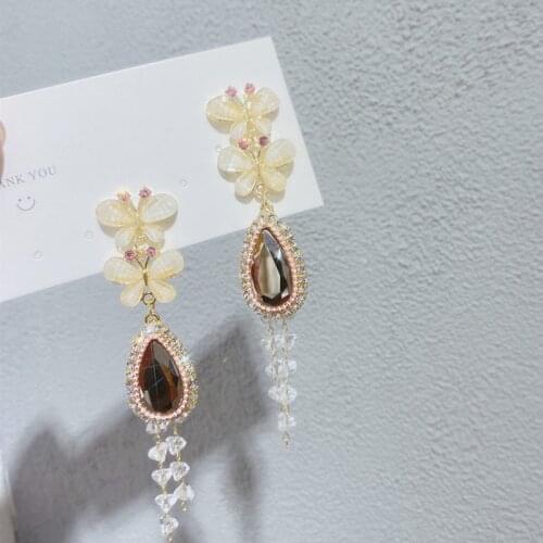 Korean Luxury Fashion Butterfly Colorful Crystal Drop Earrings For Women Girls Exaggerated Pendientes Party Jewelry