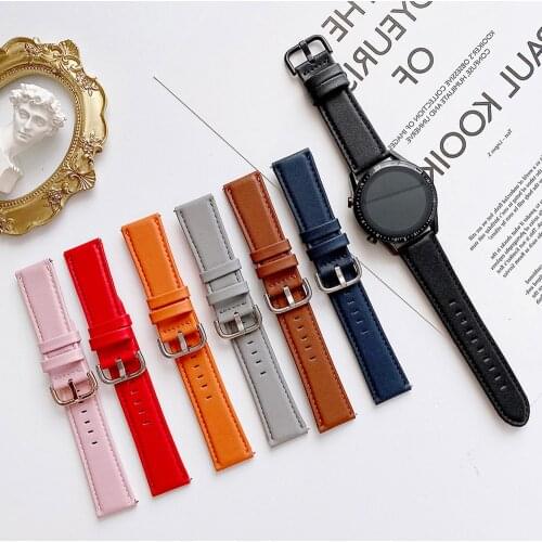 22mm 20mm Leather Bracelet for Huawei Watch GT 2/GT2 Pro Band 46mm 42mm Strap for Garmin Venu/SQ/Vivoactive 3 4/Vivomove HR Belt