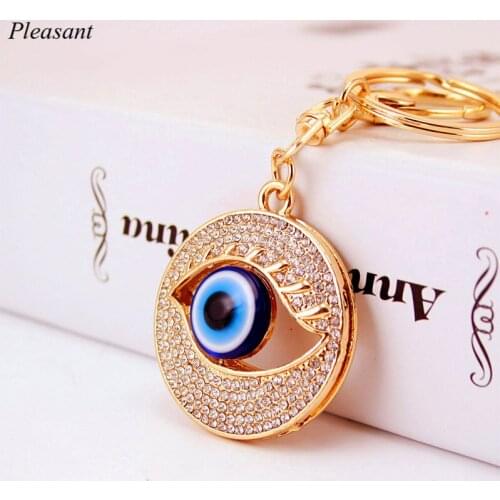 Creative Metal Crystal Demon Eye Keychain Bohemia Key Pendant Lady Car Bag Accessories