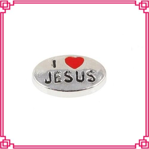 Hot selling 20pcs/lot I love jesus floating charms living glass memory floating pendant lockets for diy jewely