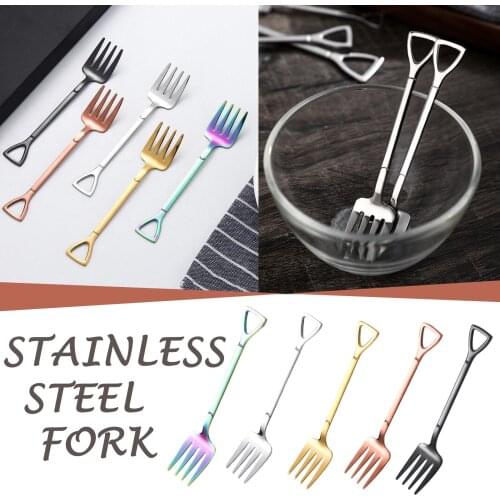 Shovel Fork Spoon Stainless Steel Dessert Fork Fruit Pick Kids Tableware Party Gift Cooking Accessories Easy Clean Fine #W5