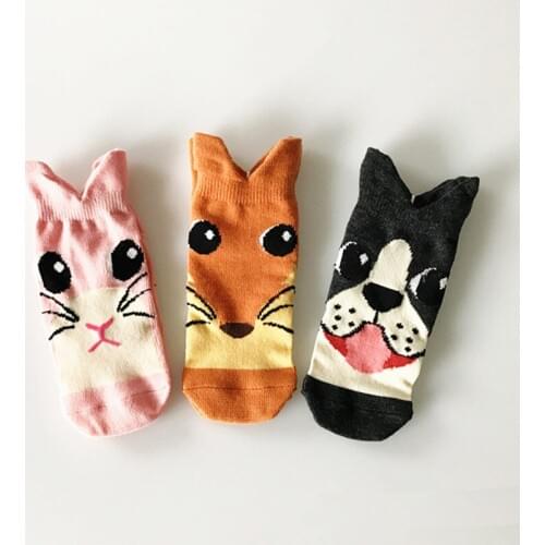 Cute Baby Socks Cotton 3D Children Socks Girls Boys Animal Dog Fox Bunny Colored Short Socks Kids Footwear Summer Brand Funny