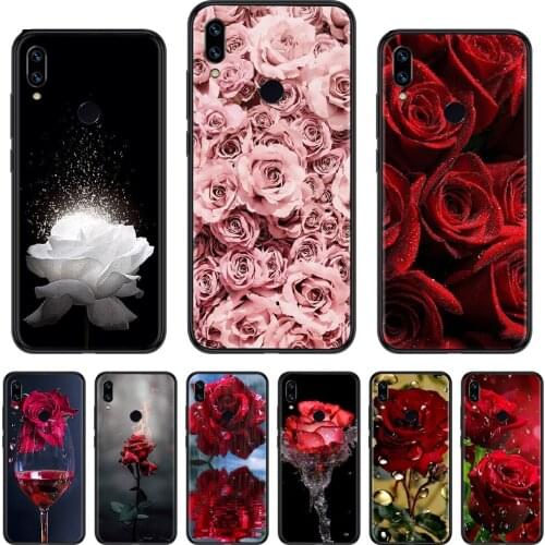 Flower red rose flower Black Soft Shell Phone Case Capa For Xiaomi Redmi Note 4 4x 5 6 7 8 pro S2 PLUS 6A PRO