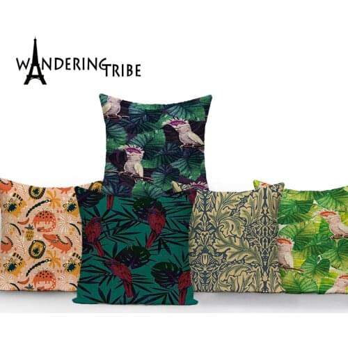 Cartoon Rabbit Cushion Covers Printing Animal Bird Covers for Cushions Plant Case on The Pillow Linen 45x45 Pillowscase Kussen