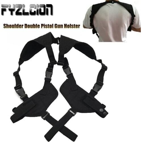Outdoor Tactical Left Right Hand Nylon Holster Gun Under Arm Shoulder Double Pistol Gun Holster Pouch for Glock 17 19 22 23 31