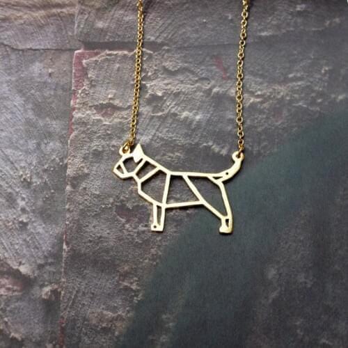 New Trendy Gold Silver Personalized Bull Terrier Origami Necklace Animal Pendant Hunger Games Necklace Women Best Friend