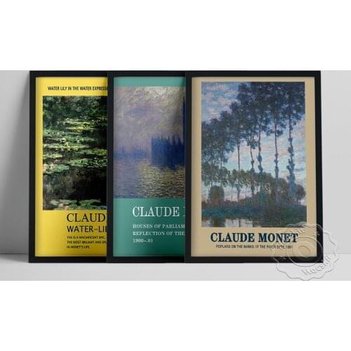 Claude Monet Poster, Water Lilies Wall Picture, Houses Of Parliament Stormy Sky Oil Painting, Vintage Monet Landscape Prints Art