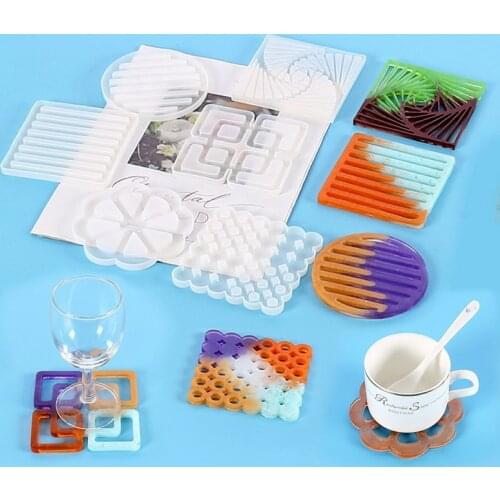 DIY Crystal Epoxy Round Irregular Hollow Silicone Mold Geometric Shape Mirror Coaster Base Resin Mold Handicraft Making Tools