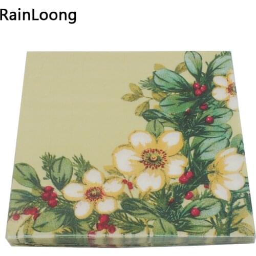 [RainLoong] Floral Paper Napkin Flower Event & Party Tissue Napkin Supply Decoration Paper 33cm*33cm 1 pack (20pcs/pack)
