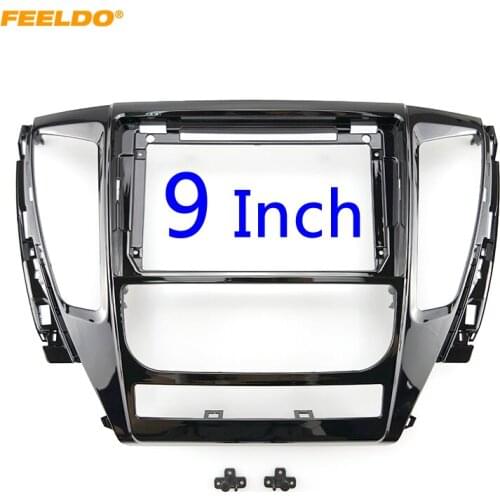 FEELDO Car Audio 9" Big Screen 2DIN Fascia Frame Adapter For Mitsubishi Pajero Sport CD/DVD Player Dash Fitting Panel Frame Kit