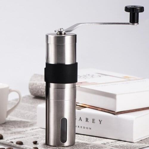 Mini manual ceramic coffee grinder stainless steel adjustable coffee grinder with storage rubber ring easy to clean WF911200