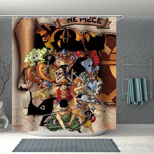 Popular Anime One Piece 3D Print Shower Curtain Polyester Fabric Bathroom Curtain Waterproof Hook Bath Curtain 06