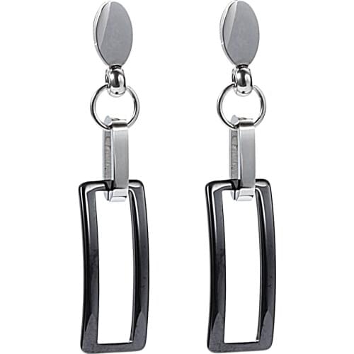 New U Shape Drop Earrings for Women Ear Jewelry Black White Real Natural Ceramic Earring Engagement Accessories