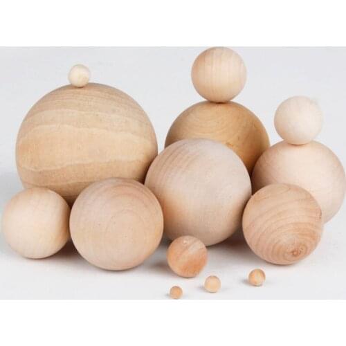 30/40/50/60mm Solid Wood Ball Teaching Natural Wood Manual Carving DIY Photo Props Color Painted Round Ball Home Decorations