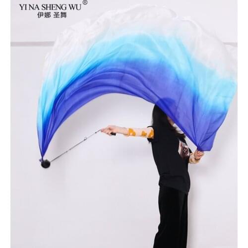 Silk Veil Poi Throw Balls Streamer Dance Props 270x114cm Multicolor Bellydance Professional Silk Veil With POI Chain Ball New