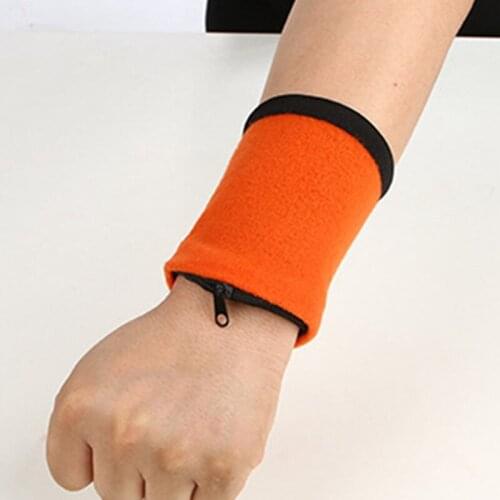 Zipper Pocket Sport Wristband Wrist Bracer Wrap Straps Bandage Gym Running Cycling Cotton Wrist Support Wallets Key Bag Bracelet