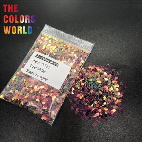TCI33 Pearlescent Iridescent Color With Gold Light Hexagon Shape Nail Glitter Nail Art Design Makeup Henna DIY Cup Decoration