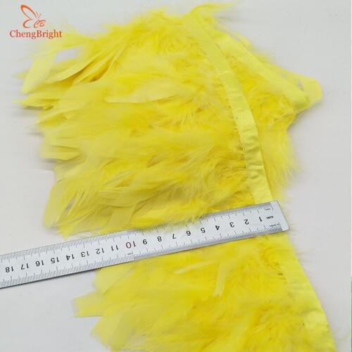 ChengBright Nice 2 Yards Turkey Feathers Trim Cloth Sideband Chicken Pheasant Feather Trims Clothing Wedding Feathers Ribbon
